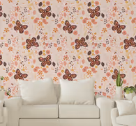 Pink flowers butterflies wallpaper