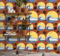 Sun, Beach and Wave Geometric wallpaper