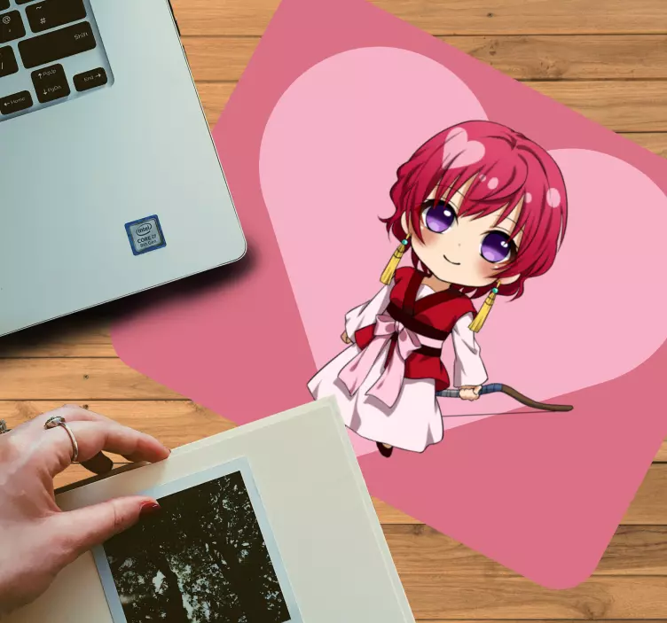 Anime mousepad chibi character with heart - TenStickers