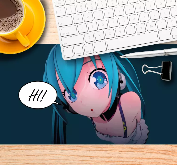 Anime mousepad featuring anime character greeting - TenStickers