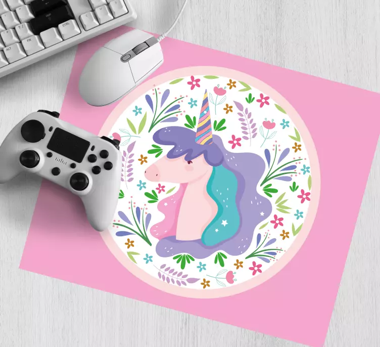 Anime mouse pad featuring playful unicorn illustration - TenStickers