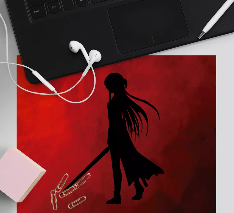 Anime mouse pad silhouette warrior design - TenStickers