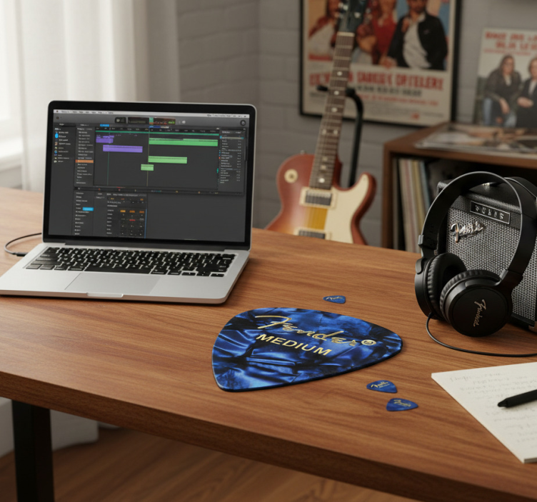Blue fender guitar pick mousepad - TenStickers