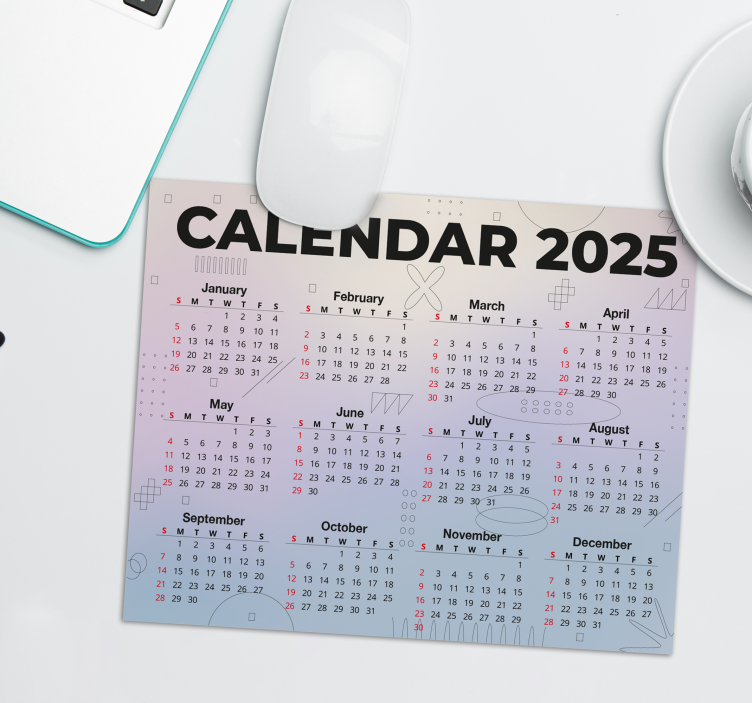 Calendar 2025 mouse mats - TenStickers