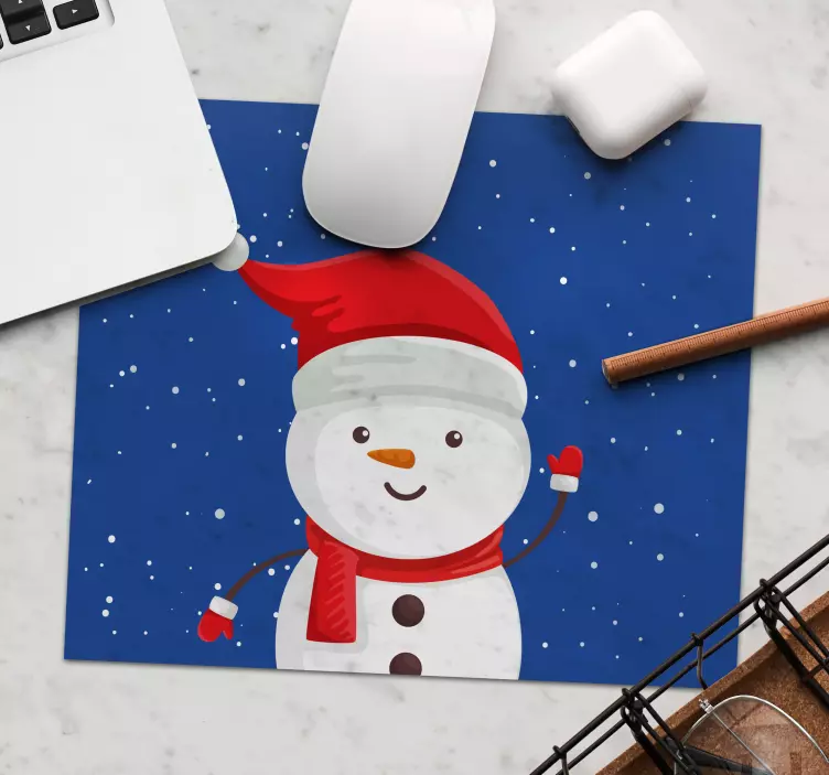 Christmas mousepad cheerful snowman design - TenStickers
