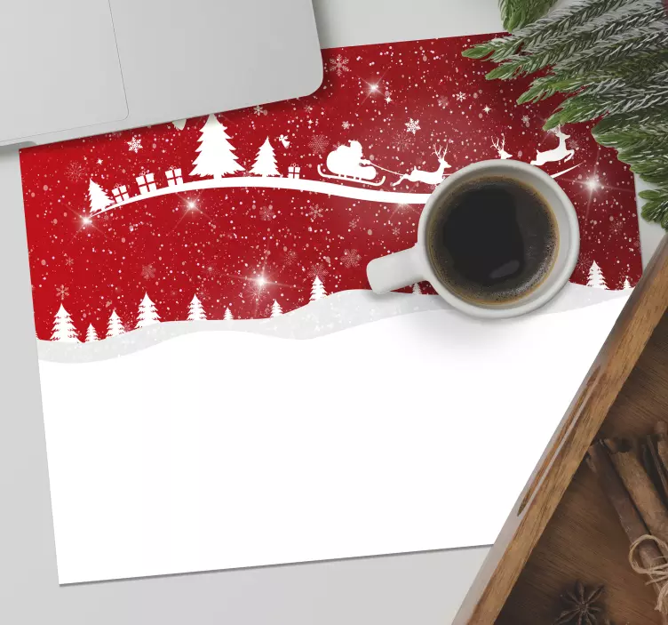 Christmas mousepad festive red landscape - TenStickers