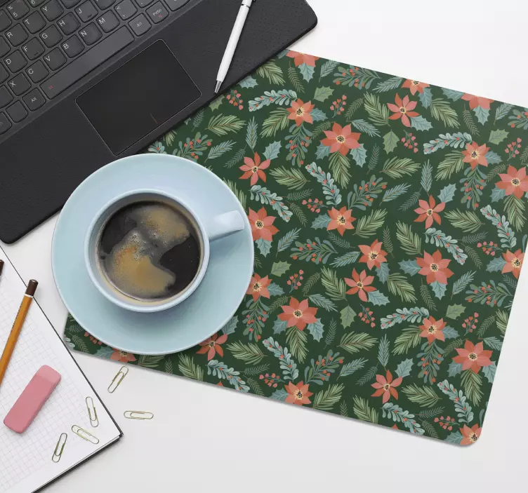 Christmas mousepad floral holiday design - TenStickers