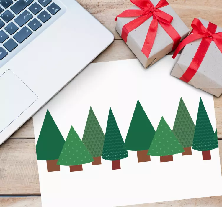 Christmas mousepad stylized evergreen forest - TenStickers