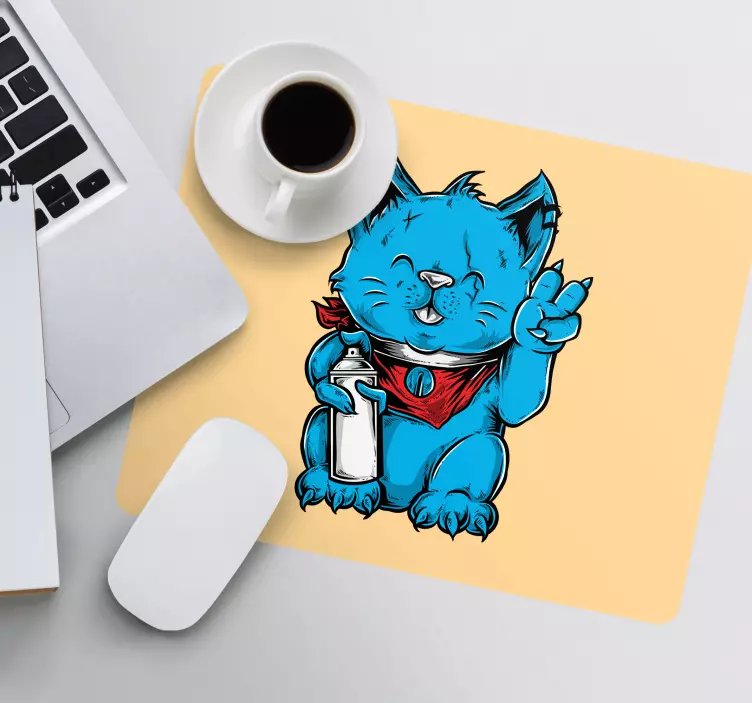 Cute cat character gaming mouse pad - TenStickers