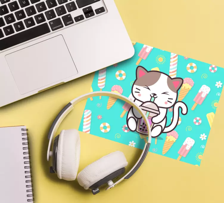 Cat Enjoying Drink original mouse pad - TenStickers