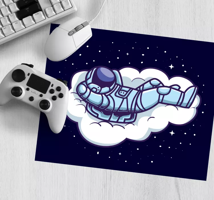 Gaming mouse pad astronaut floating on cloud - TenStickers