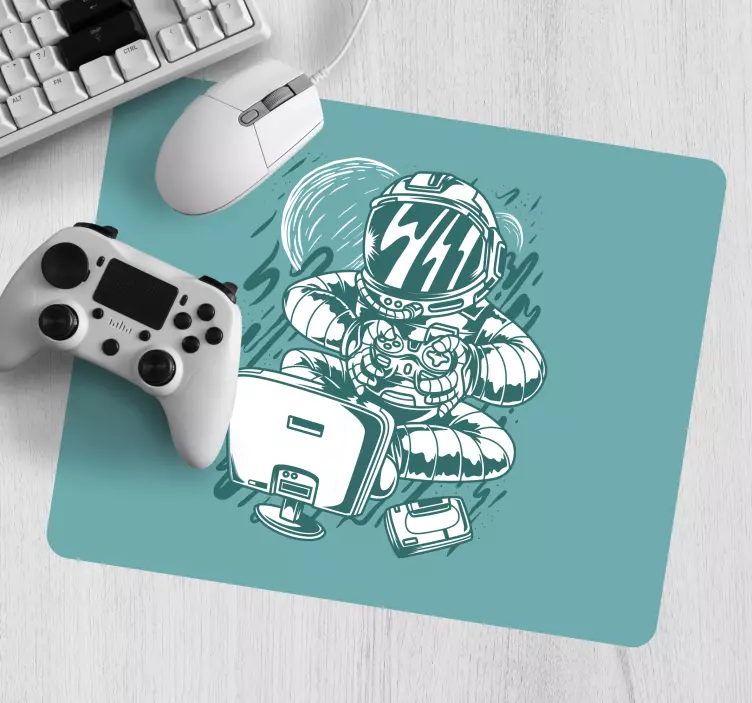 Gaming mouse pad astronaut playing console - TenStickers