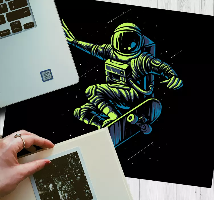 Gaming mouse pad astronaut skating trick - TenStickers