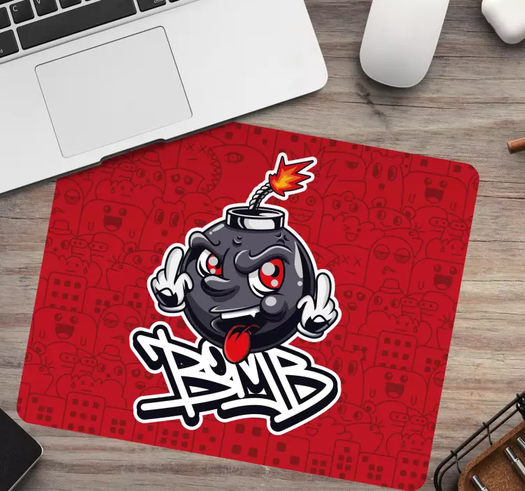 Gaming mouse pad cartoon bomb character design - TenStickers