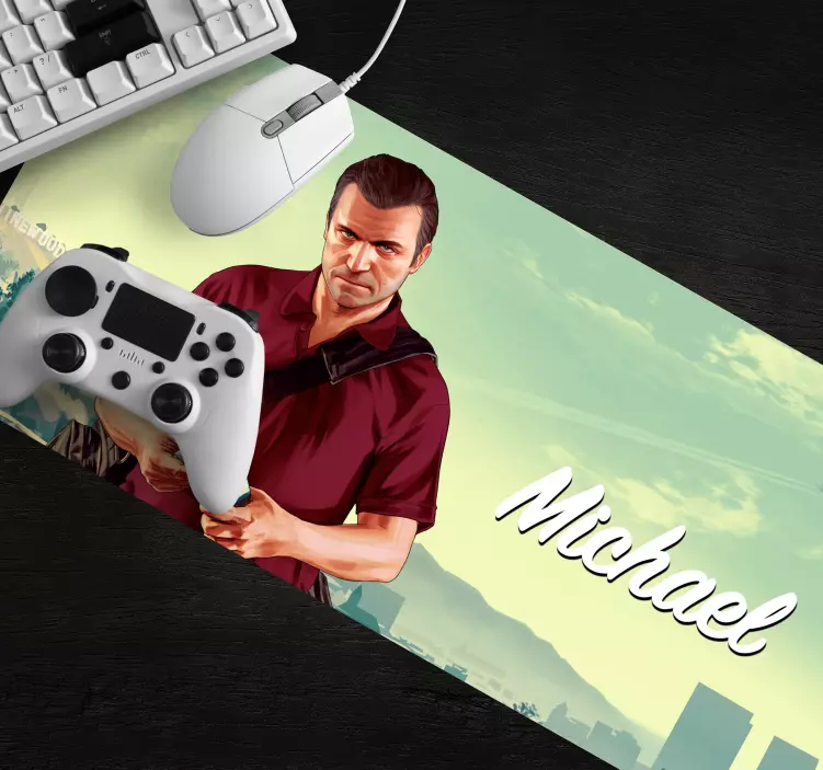 Gaming mouse pad character holding cash - TenStickers