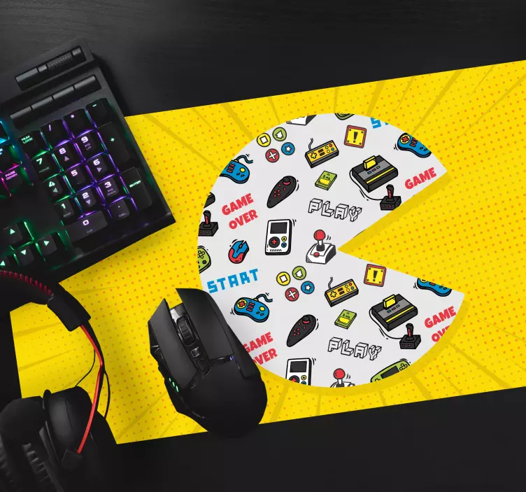 Gaming mouse pad colorful retro game icons - TenStickers
