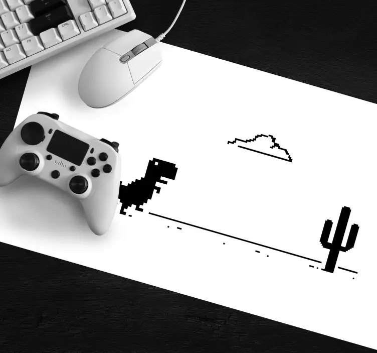 Gaming mouse pad dinosaur and cactus design - TenStickers