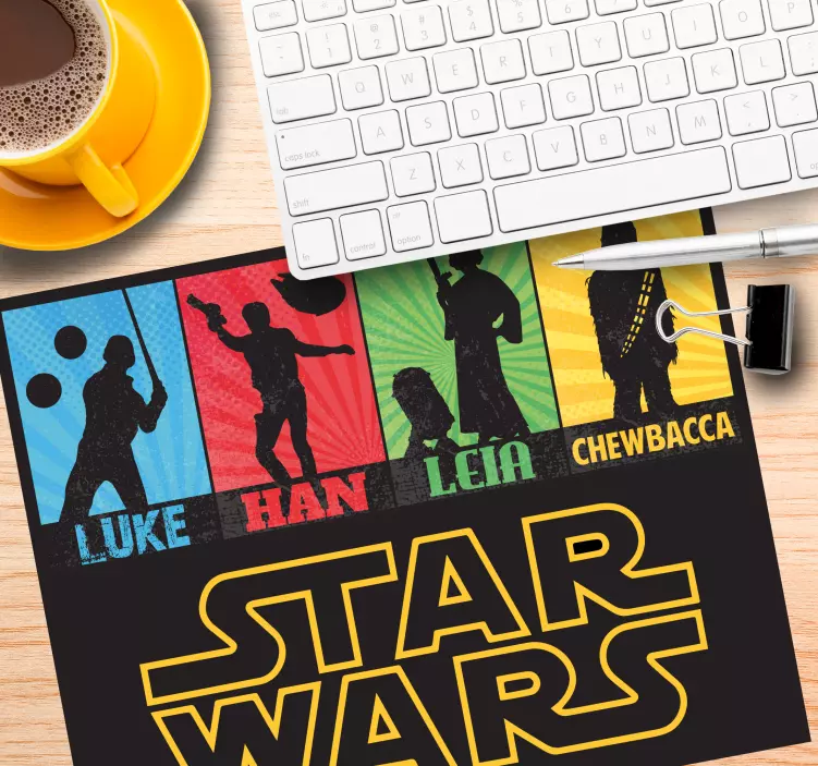 Gaming mouse pad featuring iconic character silhouettes - TenStickers