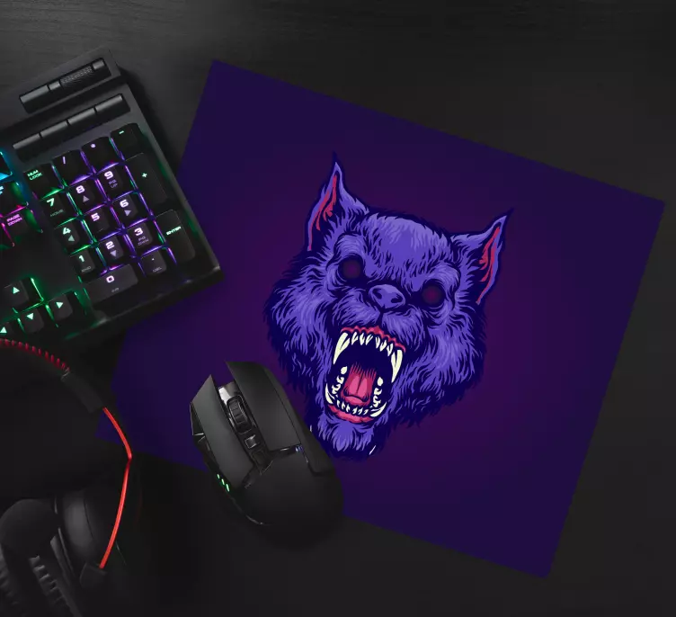 Gaming mouse pad ferocious wolf head design - TenStickers