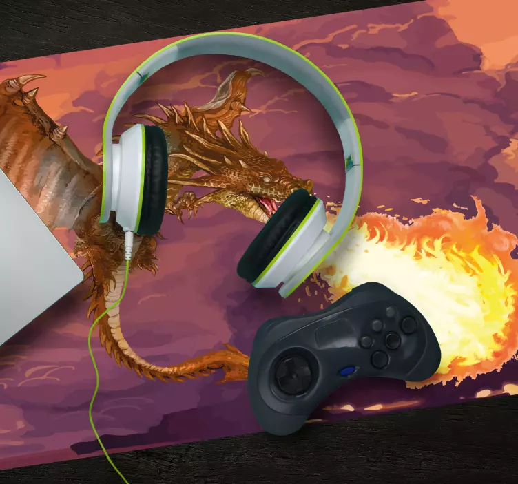 Gaming mouse pad fire-breathing dragon design - TenStickers