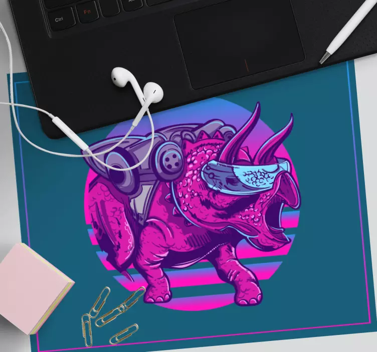 Gaming mouse pad futuristic triceratops design - TenStickers