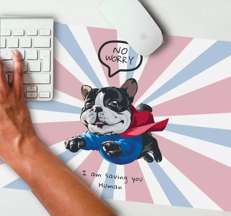 Gaming mouse pad playful superhero dog - TenStickers