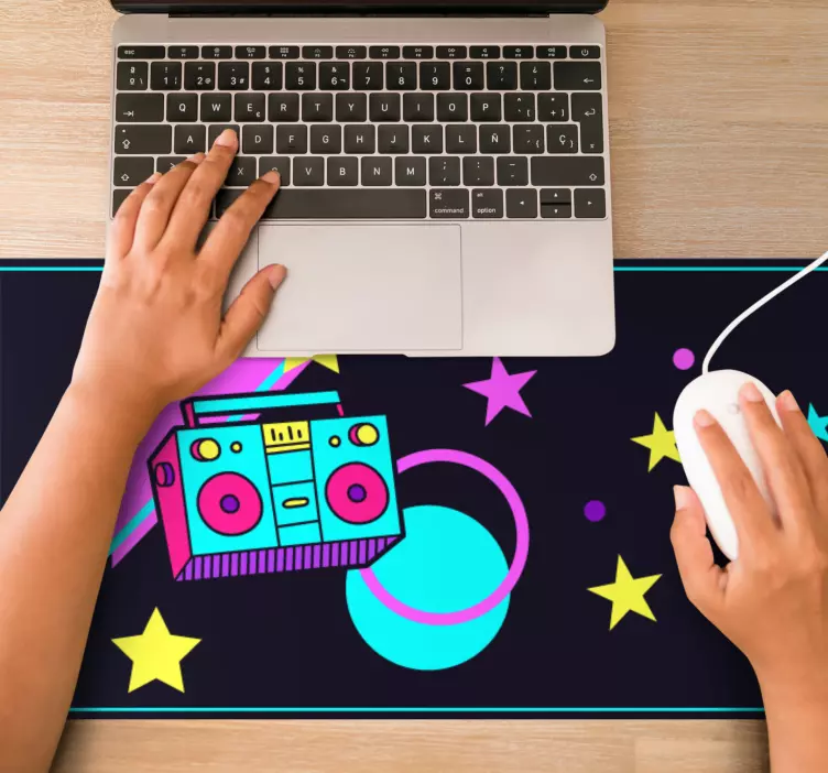 Gaming mouse pad retro boombox galaxy - TenStickers