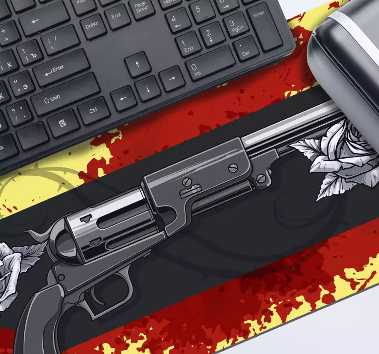 Gaming mouse pad revolver with roses - TenStickers