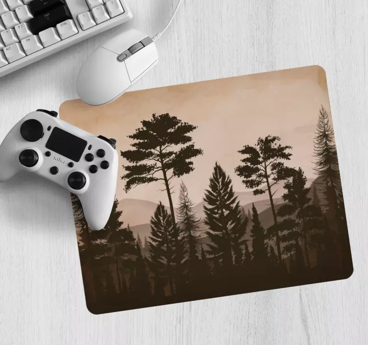 Gaming mouse pad silhouette forest scene - TenStickers