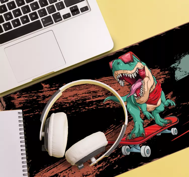 Gaming mouse pad skating dinosaur adventure - TenStickers