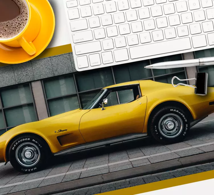 Gaming mouse pad sleek yellow sports car - TenStickers