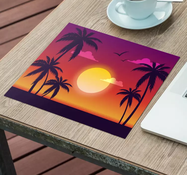 Gaming mouse pad sunset palm silhouette - TenStickers