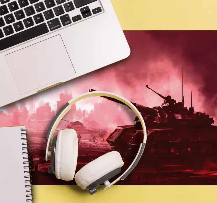Gaming mouse pad tank battle landscape - TenStickers