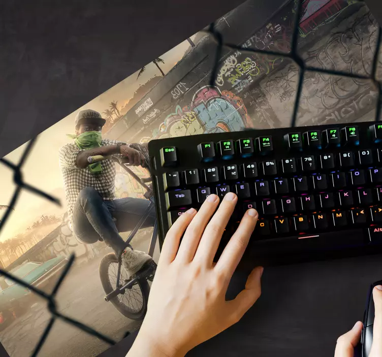 Gaming mouse pad urban biker scene - TenStickers