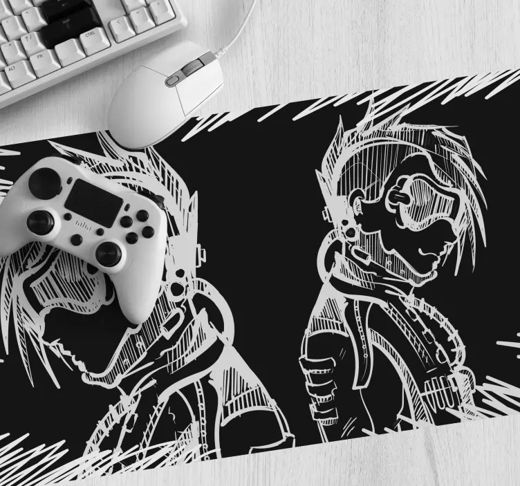 Gaming mouse pad with dynamic character silhouettes - TenStickers