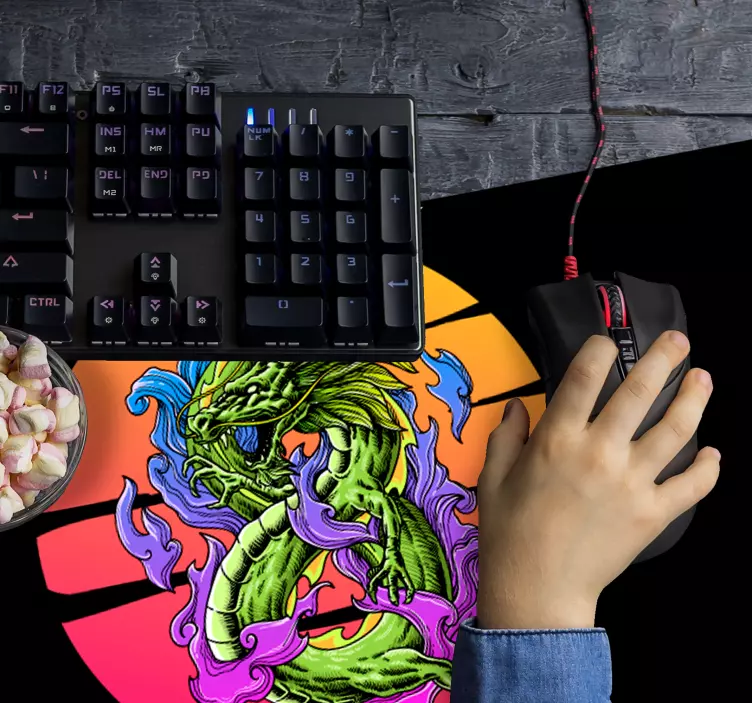 Gaming mouse pad with fierce dragon artwork - TenStickers