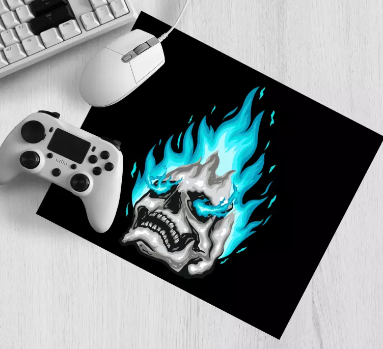 Gaming mouse pad with fiery skull graphic - TenStickers