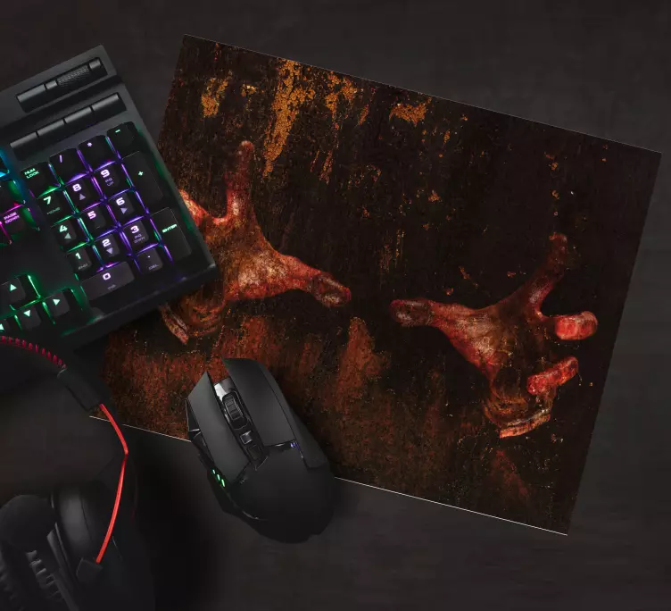 Gaming mouse pad with grimy handprints design - TenStickers