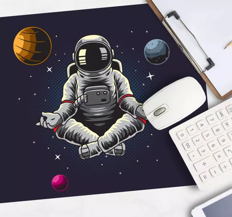 Gaming mouse pad with meditating astronaut design - TenStickers