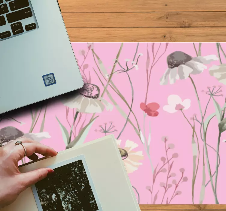 Mouse pad patterns blossom pink background - TenStickers