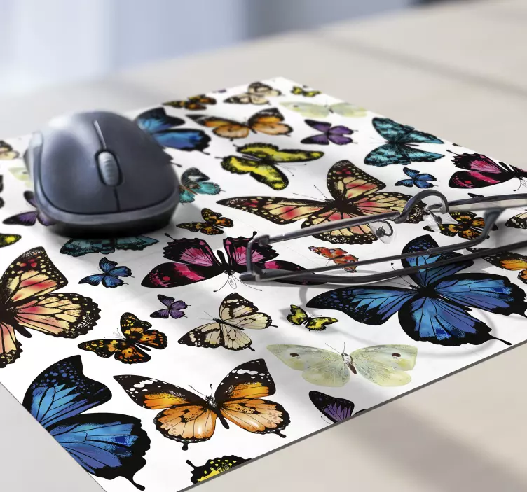 Mouse pad patterns colorful butterfly array - TenStickers