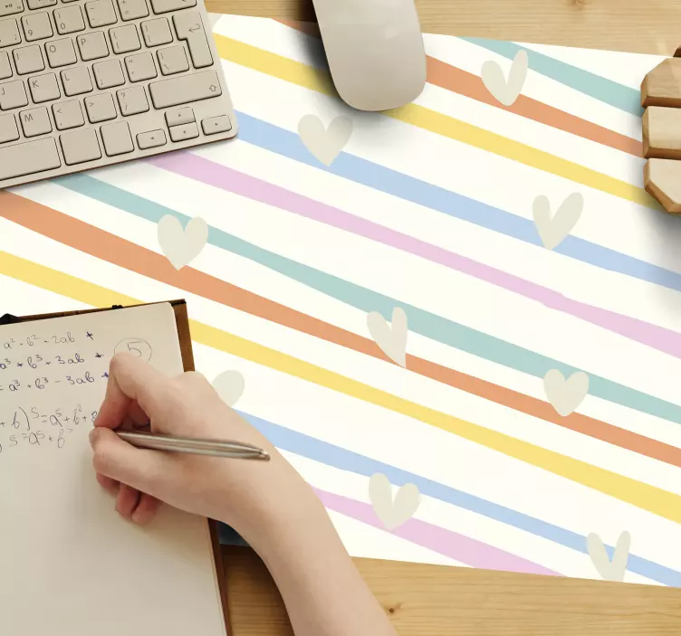 Mouse pad patterns colorful heart stripes - TenStickers