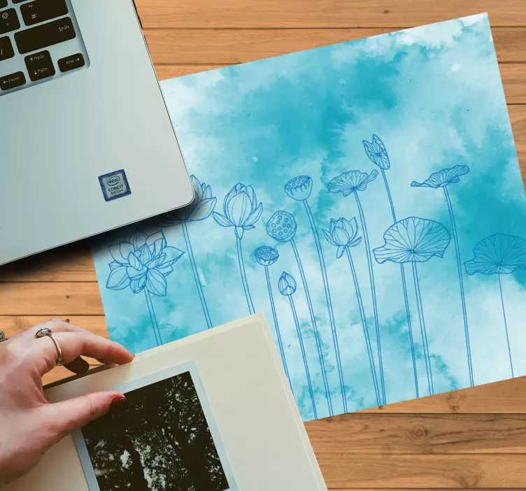 Mouse pad patterns floral blue design - TenStickers