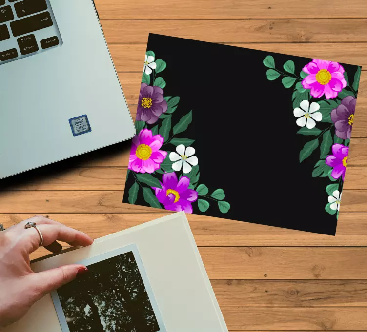 Mouse pad patterns floral corner design - TenStickers