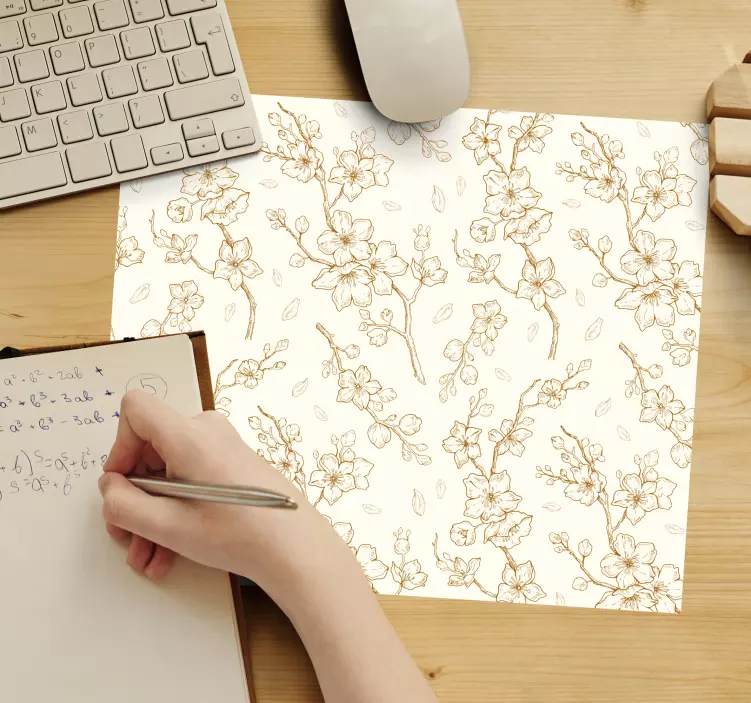 Mouse pad patterns floral sketch design - TenStickers