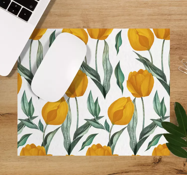 Mouse pad patterns floral yellow tulips - TenStickers