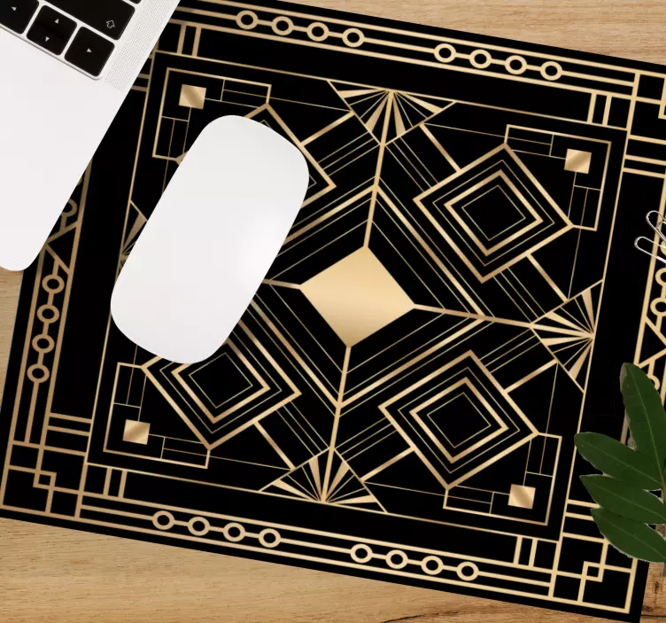 Mouse pad patterns geometric black and gold design - TenStickers