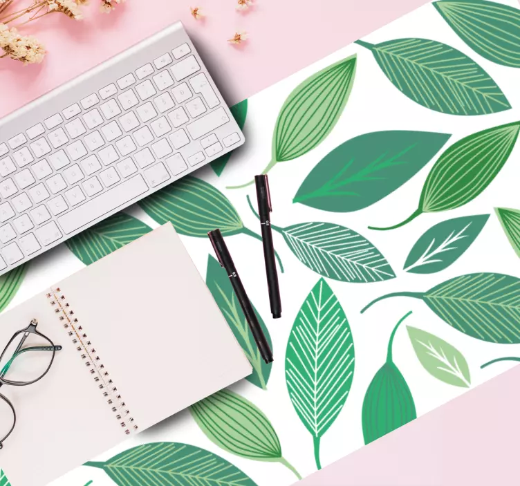 Mouse pad patterns green leaf design - TenStickers