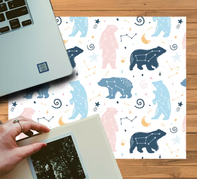 Mouse pad patterns playful bear design - TenStickers