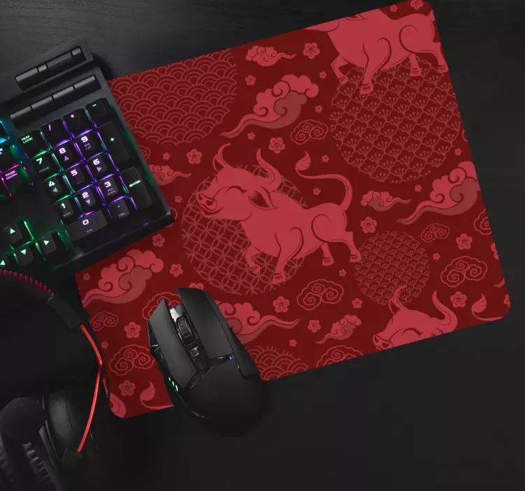 Mouse pad patterns playful bull design - TenStickers